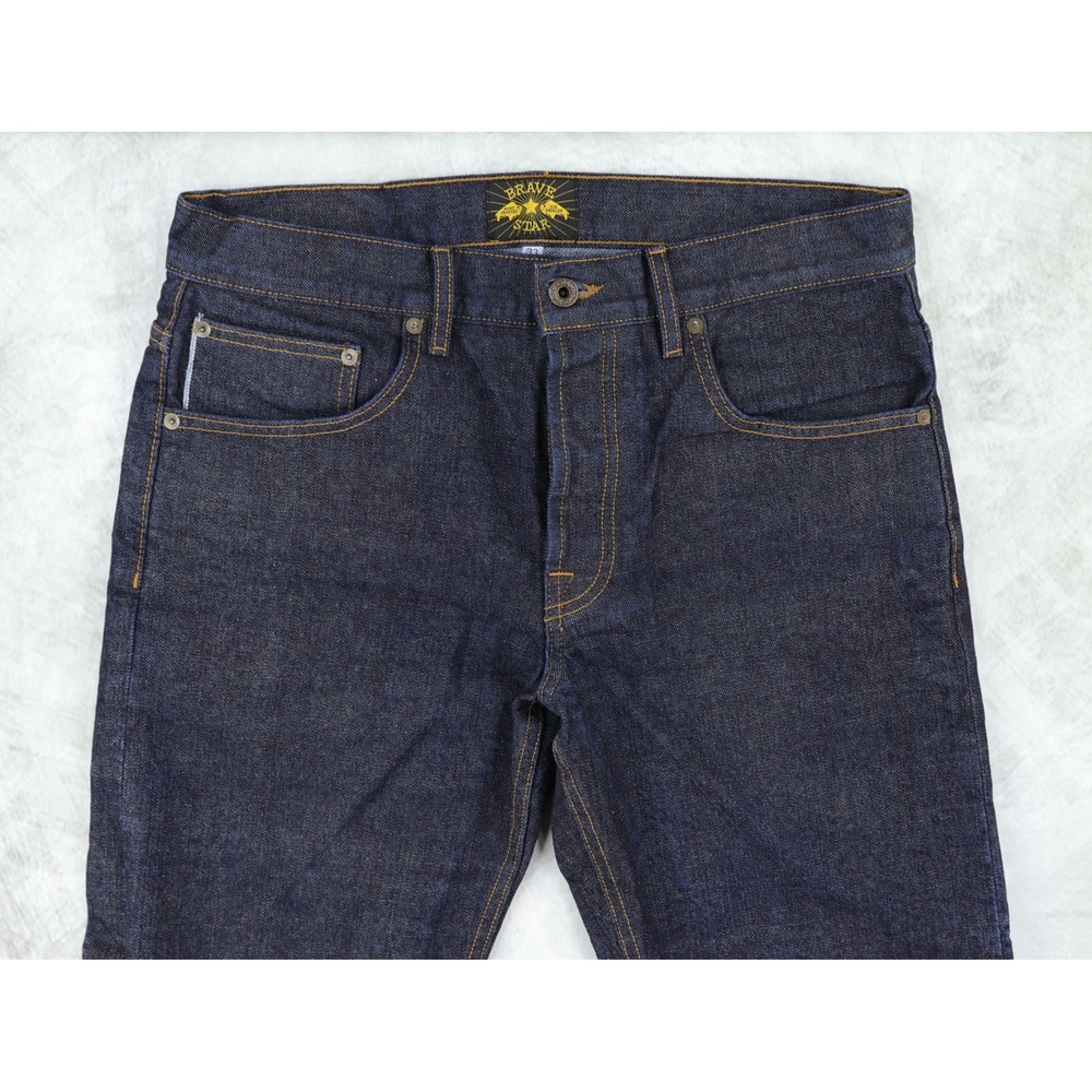 Brave Star Selvage Jeans Mens 33x36 Indigo Blue Raw Denim Made in USA Button Fly - Picture 5 of 15